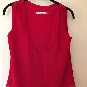 Alice + Olivia red sleeveless blouse, size small